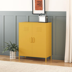 Systembuild Evolution Mission District 2 Door Metal Locker Accent Cabinet - Mustard Yellow
