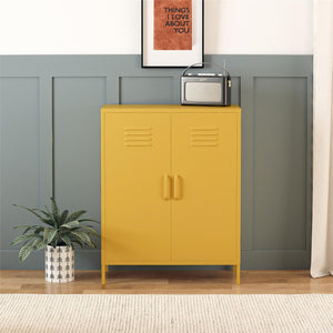 Systembuild Evolution Mission District 2 Door Metal Locker Accent Cabinet - Mustard Yellow