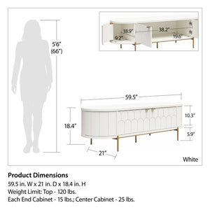 CosmoLiving Anastasia Modern Scalloped Oval TV Stand for TVs up to 65" - White