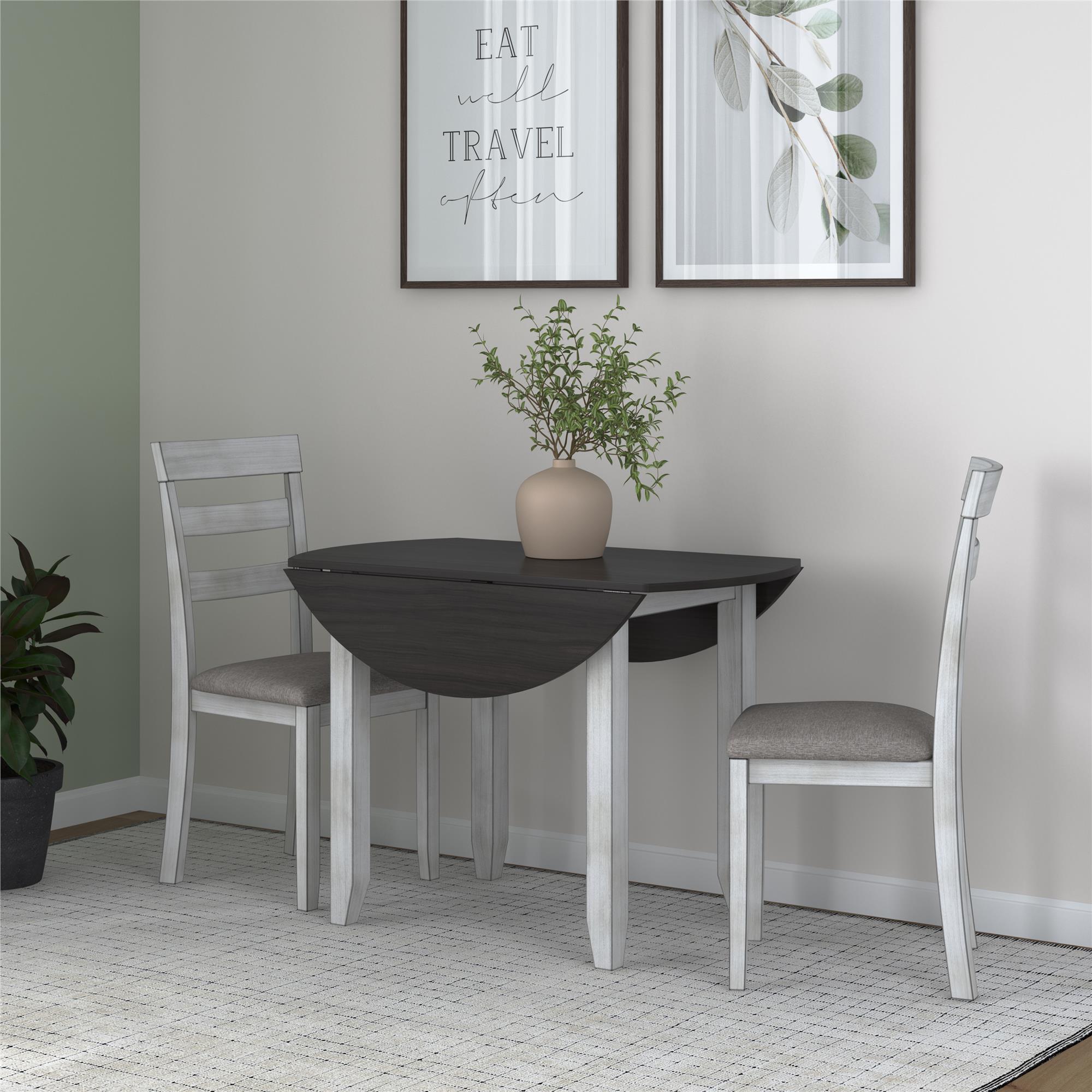 DHP Jersey 3-Piece Drop Leaf Wood Dining Set - Oyster
