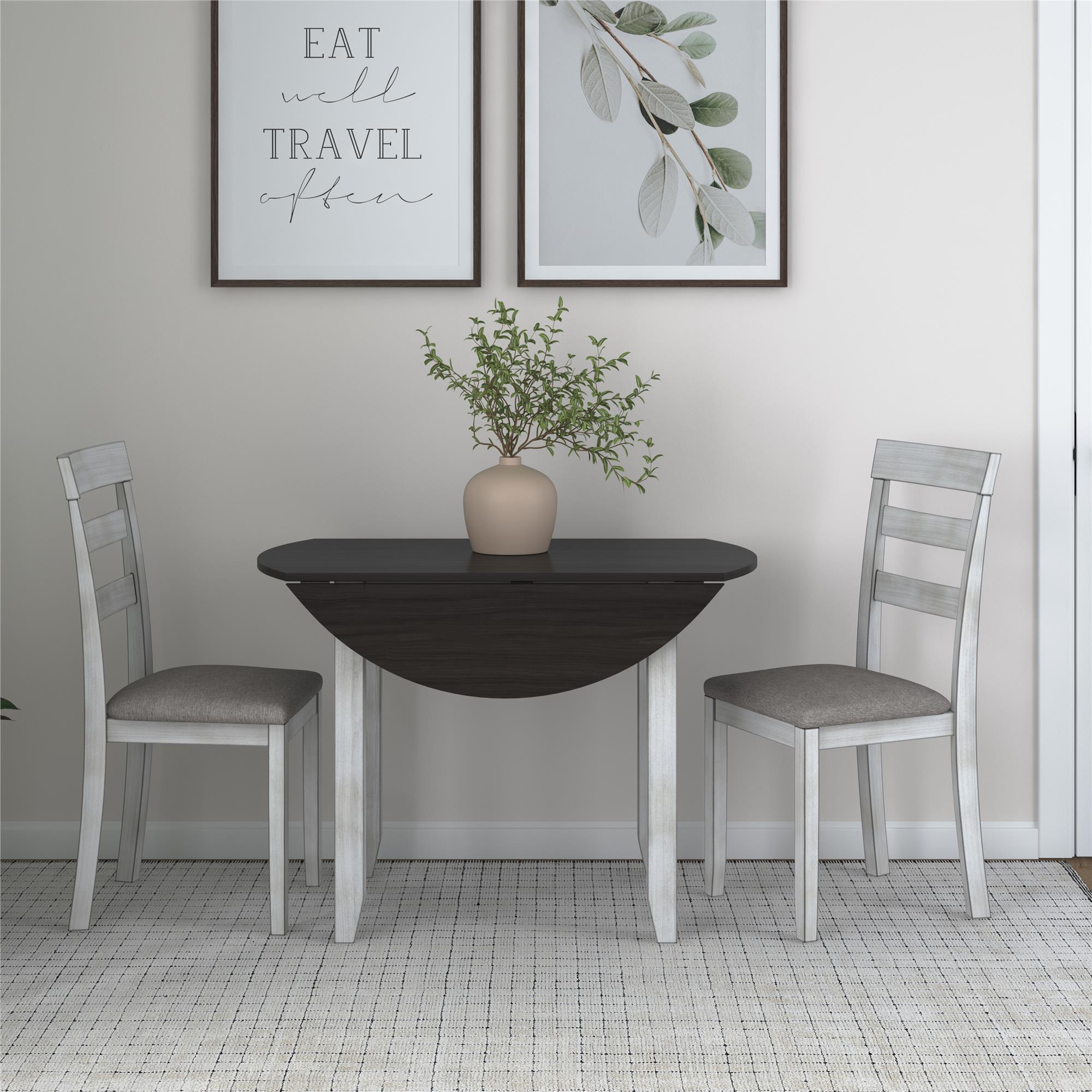 DHP Jersey 3-Piece Drop Leaf Wood Dining Set - Oyster