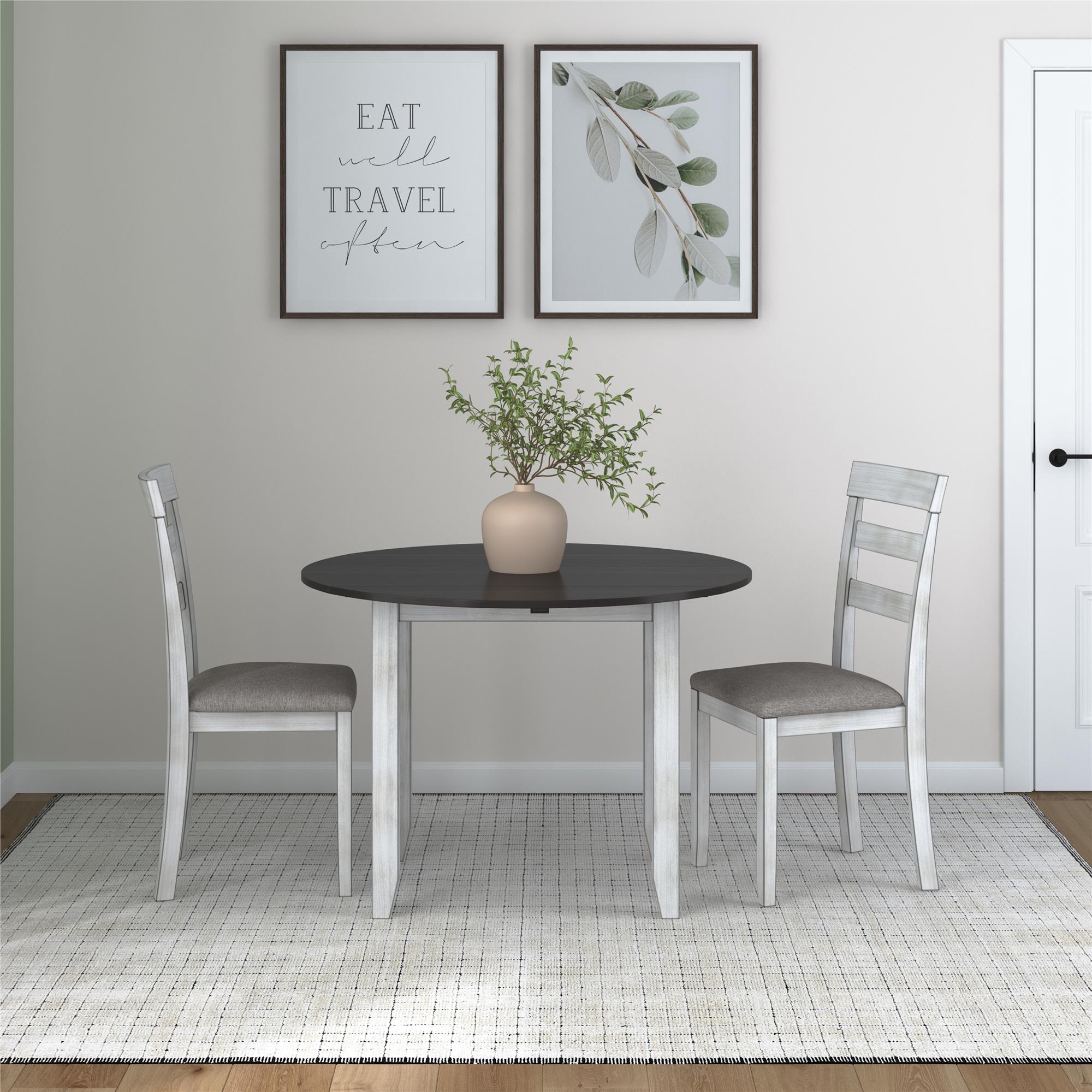 DHP Jersey 3-Piece Drop Leaf Wood Dining Set - Oyster
