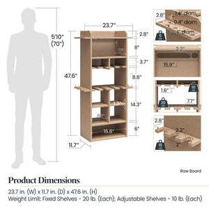 Systembuild Evolution Benford 48" Extra Large Vertical Wall Mount Tool Organizer - Raw Board