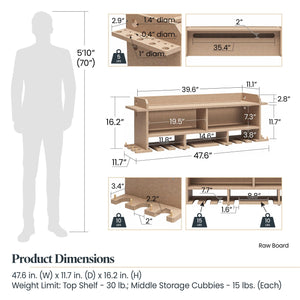 Systembuild Evolution Benford 48" Extra Wide Wall Mount Tool Organizer - Raw Board