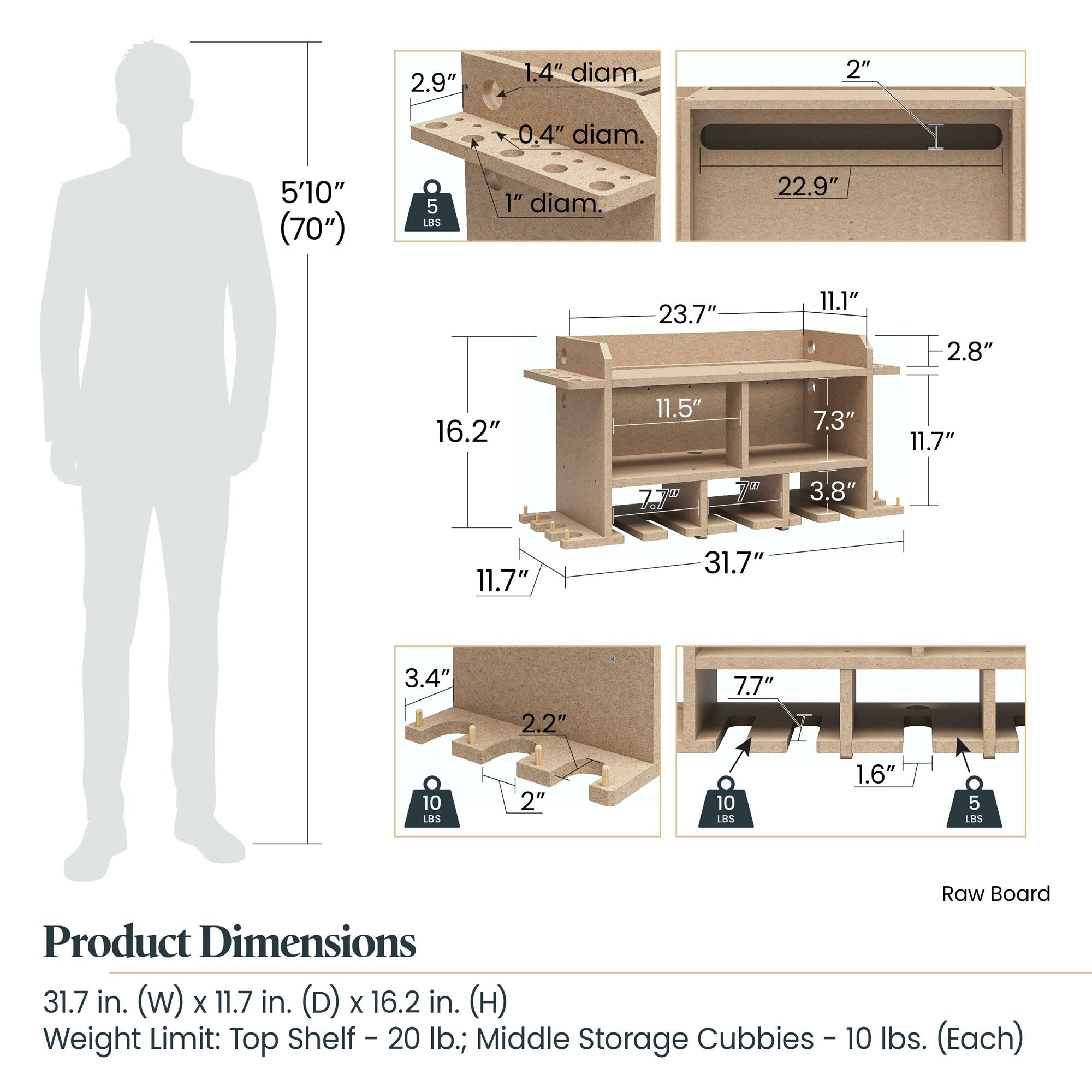Systembuild Evolution Benford Wall Mount Tool Organizer - Raw Board