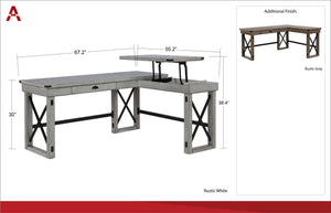 Ameriwood Home Wildwood L-Shaped Desk with Lift Top - Rustic Gray