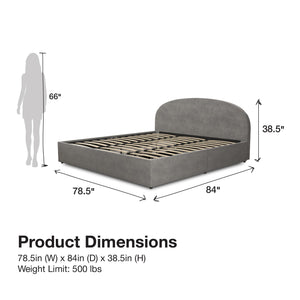 Mr. Kate Moon Upholstered Bed with Storage - Light Gray - King