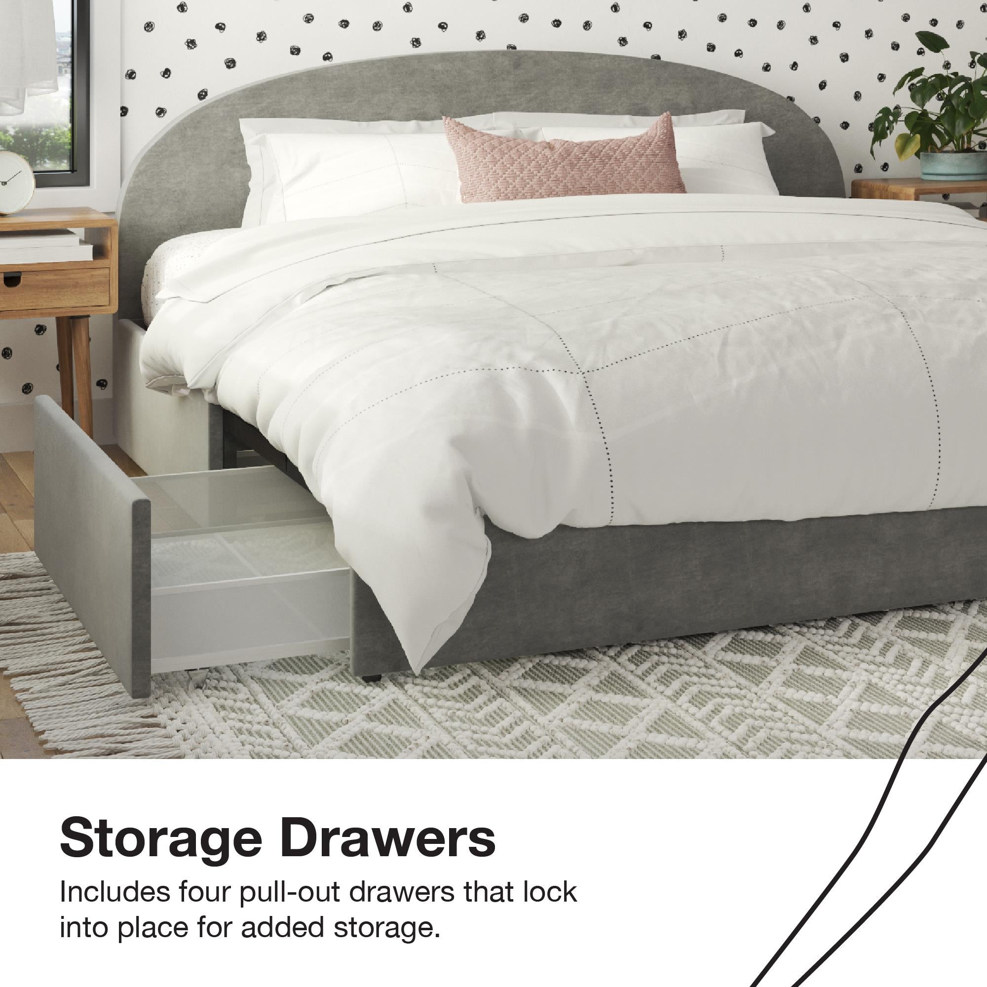 Mr. Kate Moon Upholstered Bed with Storage - Light Gray - King