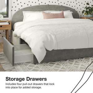 Mr. Kate Moon Upholstered Bed with Storage - Light Gray - King