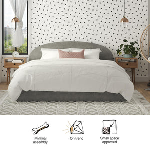Mr. Kate Moon Upholstered Bed with Storage - Light Gray - King
