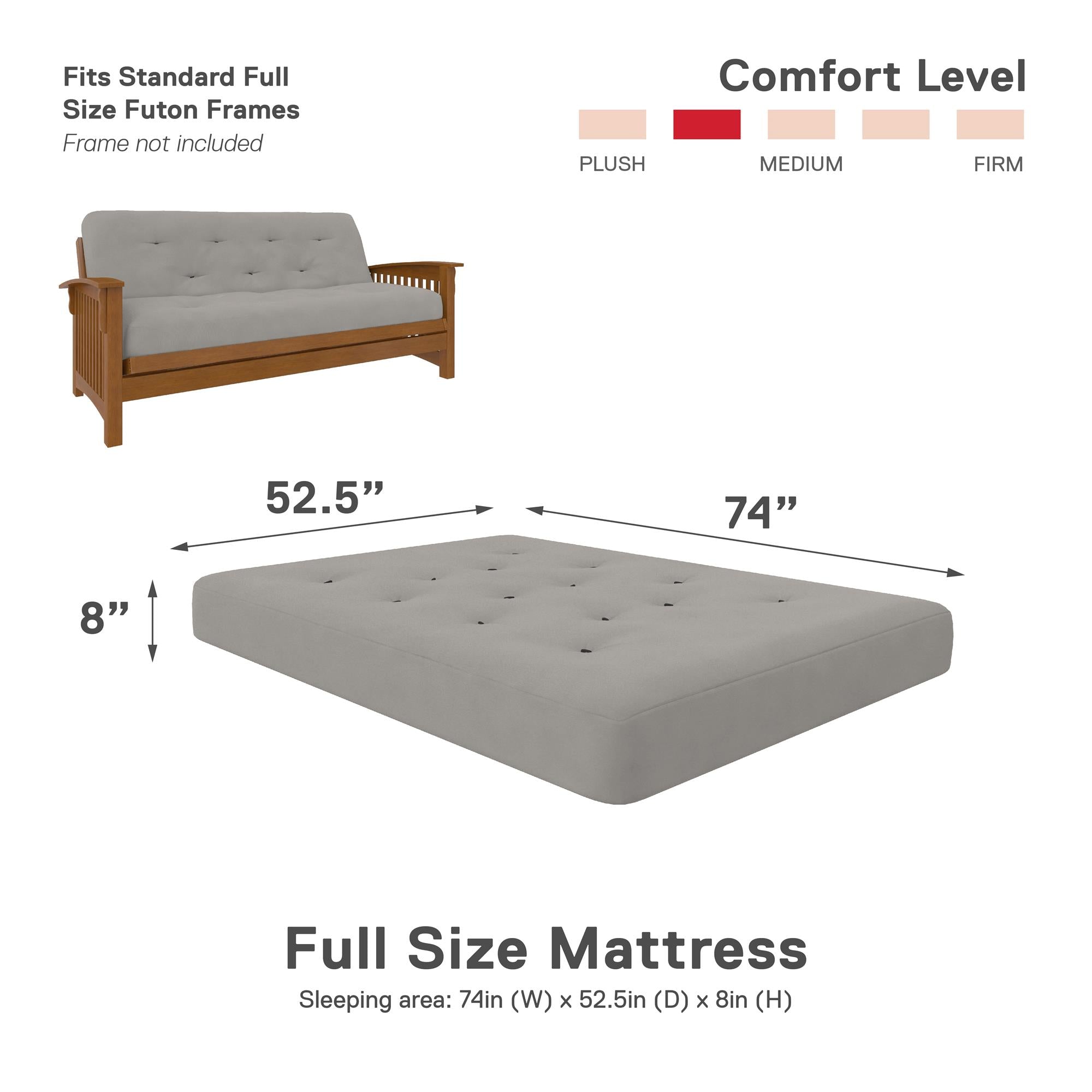 DHP Trule 8" Spring Futon Mattress - Taupe - Full