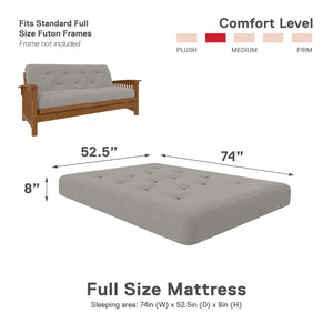 DHP Trule 8" Spring Futon Mattress - Taupe - Full