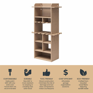 Systembuild Evolution Benford 48" Extra Large Vertical Wall Mount Tool Organizer - Raw Board