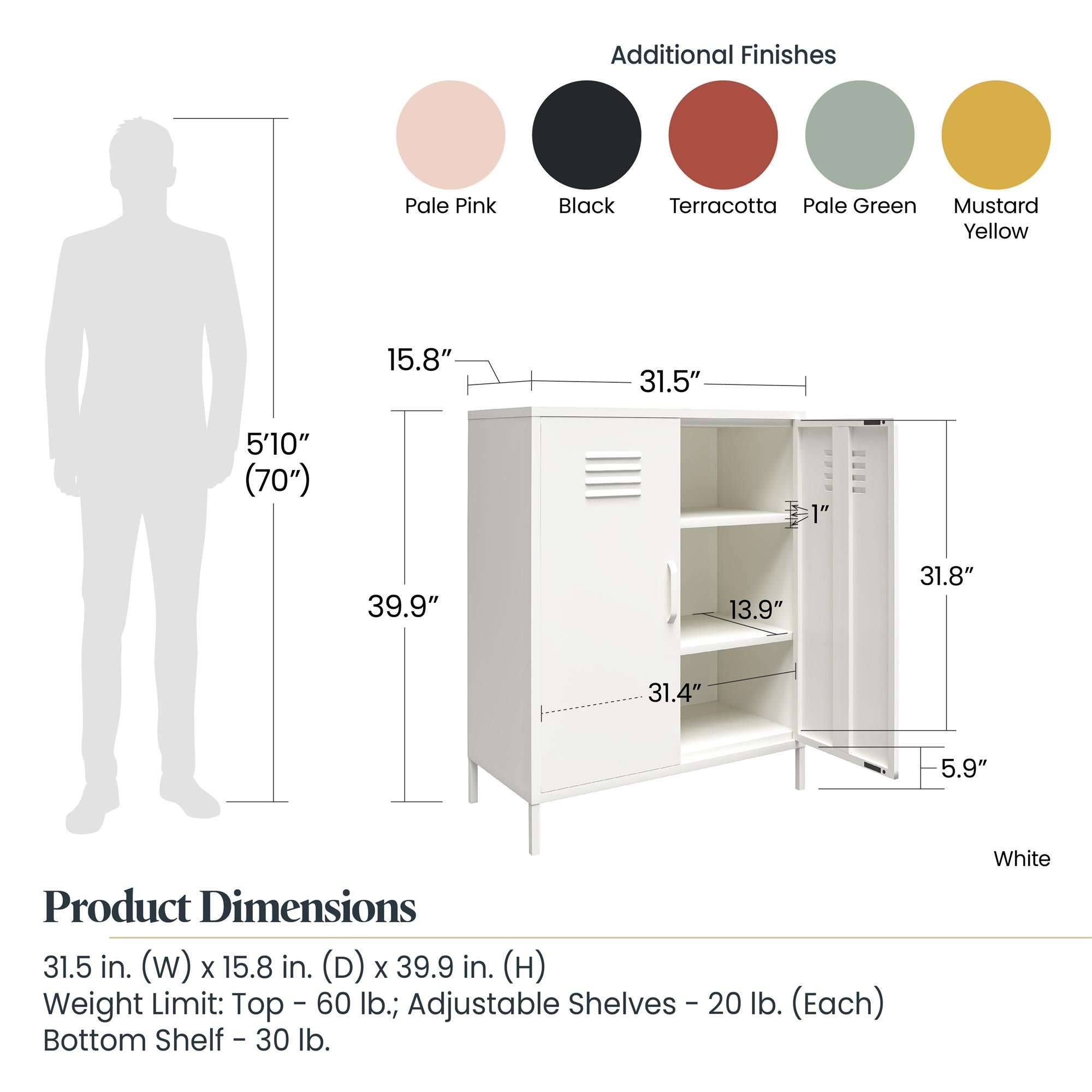 Systembuild Evolution Mission District 2 Door Metal Locker Accent Cabinet - Terracotta