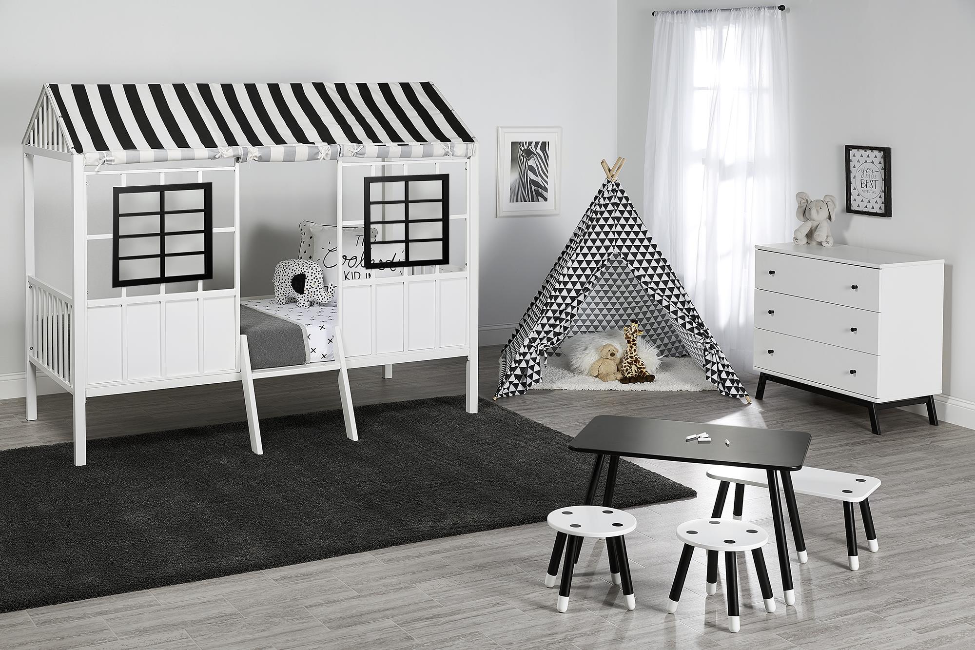 Little Seeds Rowan Valley Forest Loft Bed, Black/White, Twin - White/Black - Twin