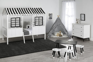 Little Seeds Rowan Valley Forest Loft Bed, Black/White, Twin - White/Black - Twin