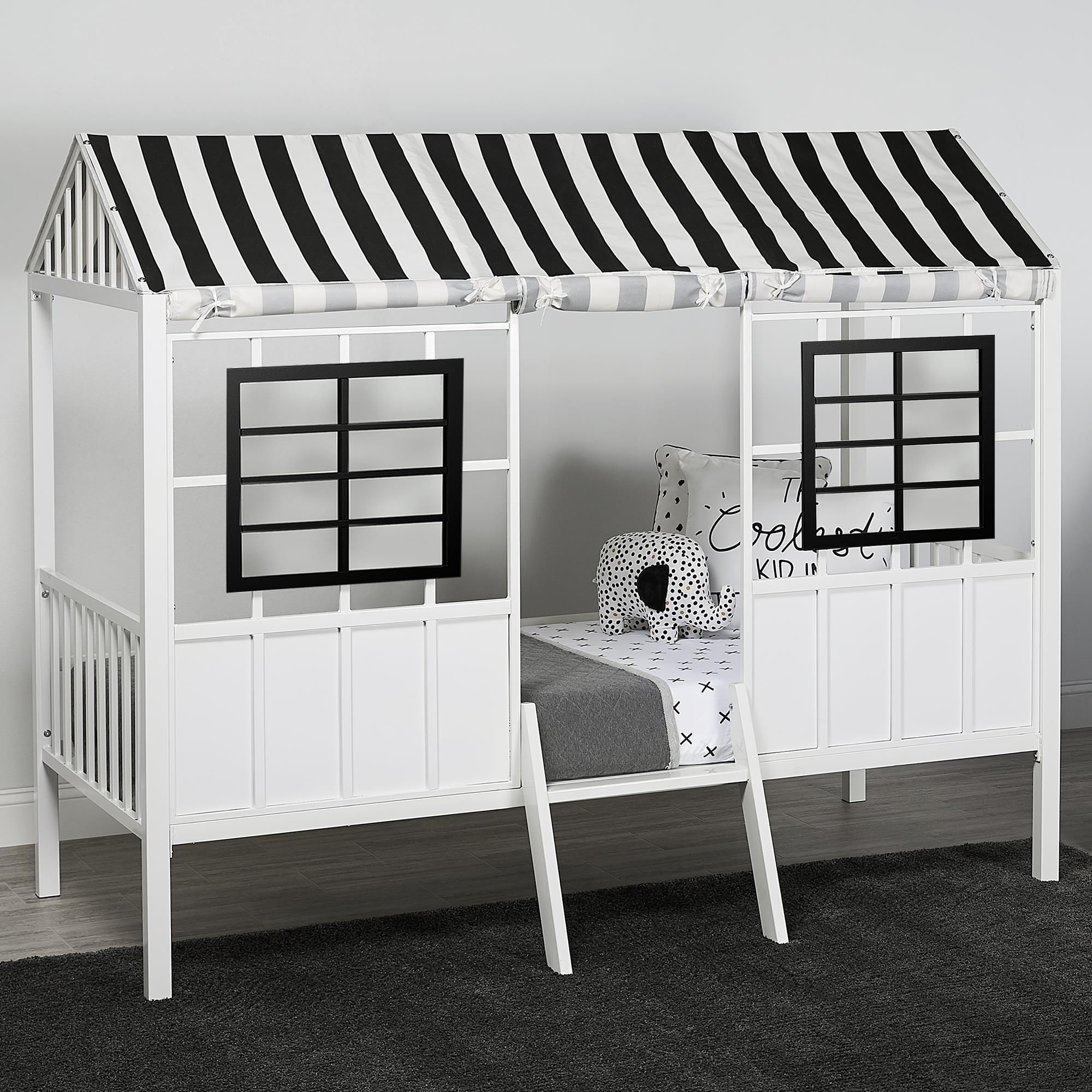 Little Seeds Rowan Valley Forest Loft Bed, Black/White, Twin - White/Black - Twin