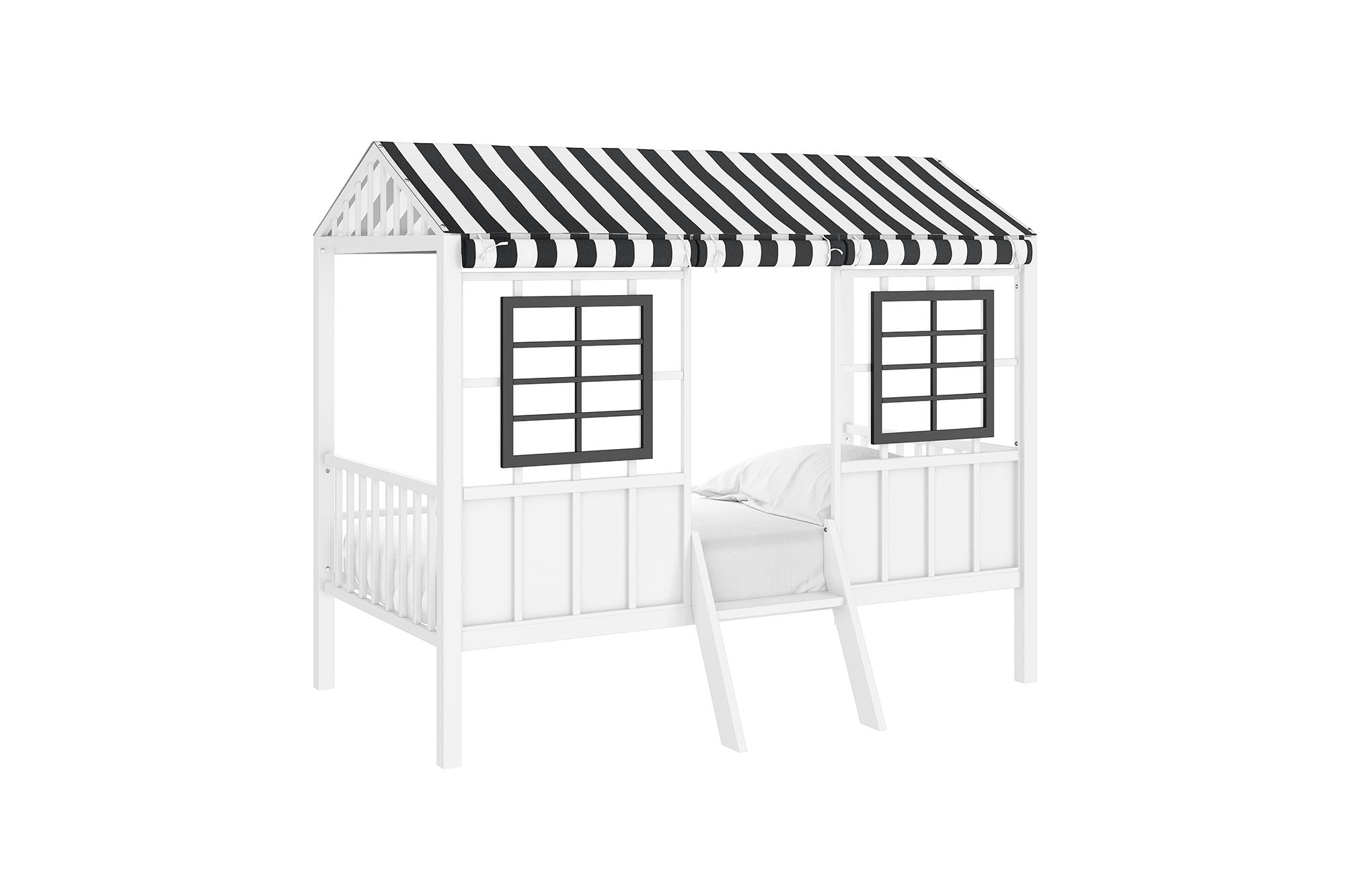 Little Seeds Rowan Valley Forest Loft Bed, Black/White, Twin - White/Black - Twin