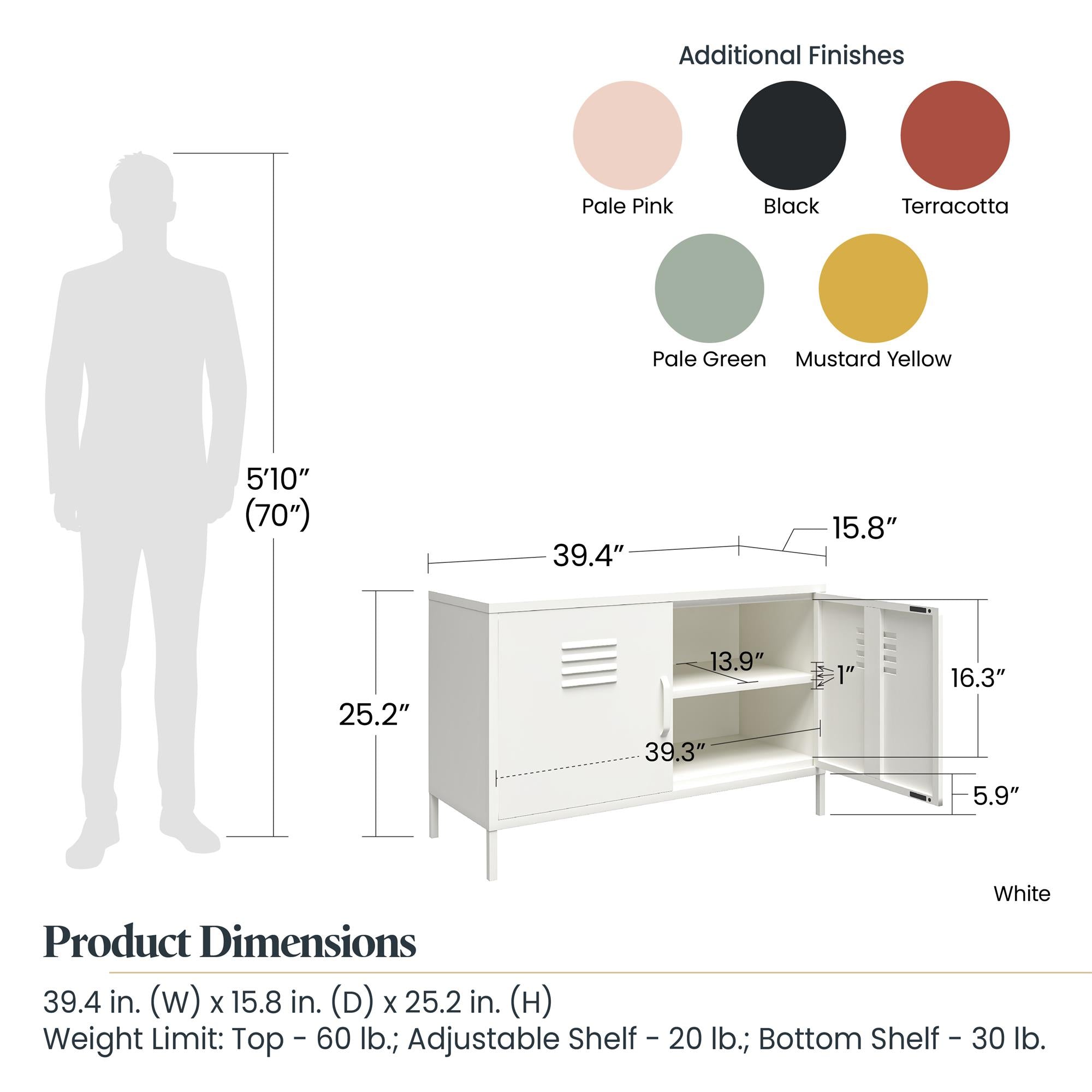 Systembuild Evolution Mission District 2 Door Metal Locker Accent Cabinet - White
