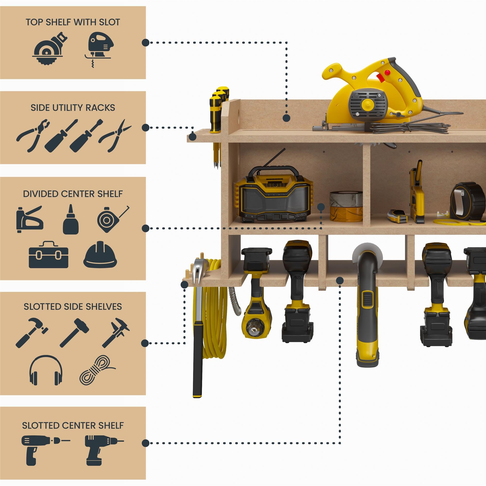 Systembuild Evolution Benford Wall Mount Tool Organizer - Raw Board