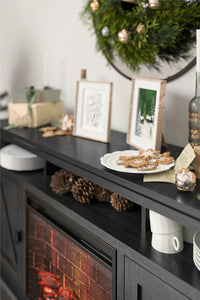 Ameriwood Home Ashton Lane Electric Fireplace TV Stand with Remote for TVs up to 65in - Black Oak