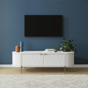 CosmoLiving Anastasia Modern Scalloped Oval TV Stand for TVs up to 65" - White