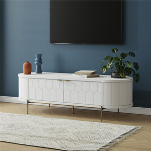 CosmoLiving Anastasia Modern Scalloped Oval TV Stand for TVs up to 65" - White