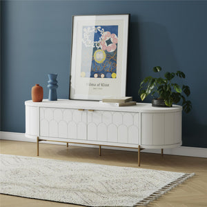 CosmoLiving Anastasia Modern Scalloped Oval TV Stand for TVs up to 65" - White