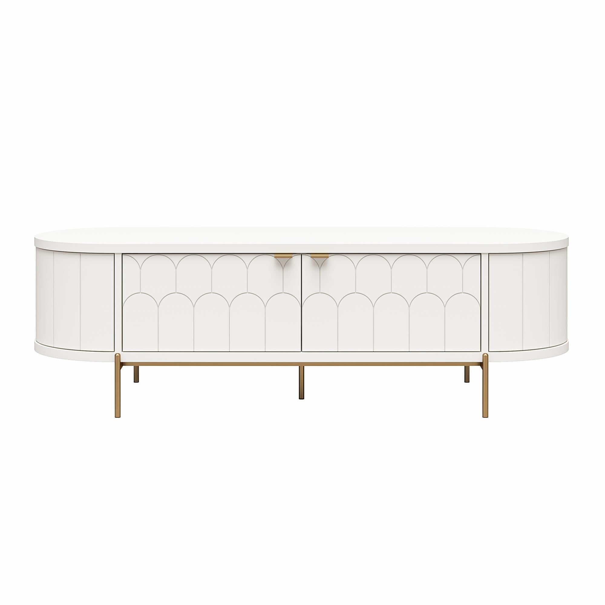 CosmoLiving Anastasia Modern Scalloped Oval TV Stand for TVs up to 65" - White