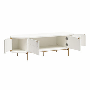 CosmoLiving Anastasia Modern Scalloped Oval TV Stand for TVs up to 65" - White