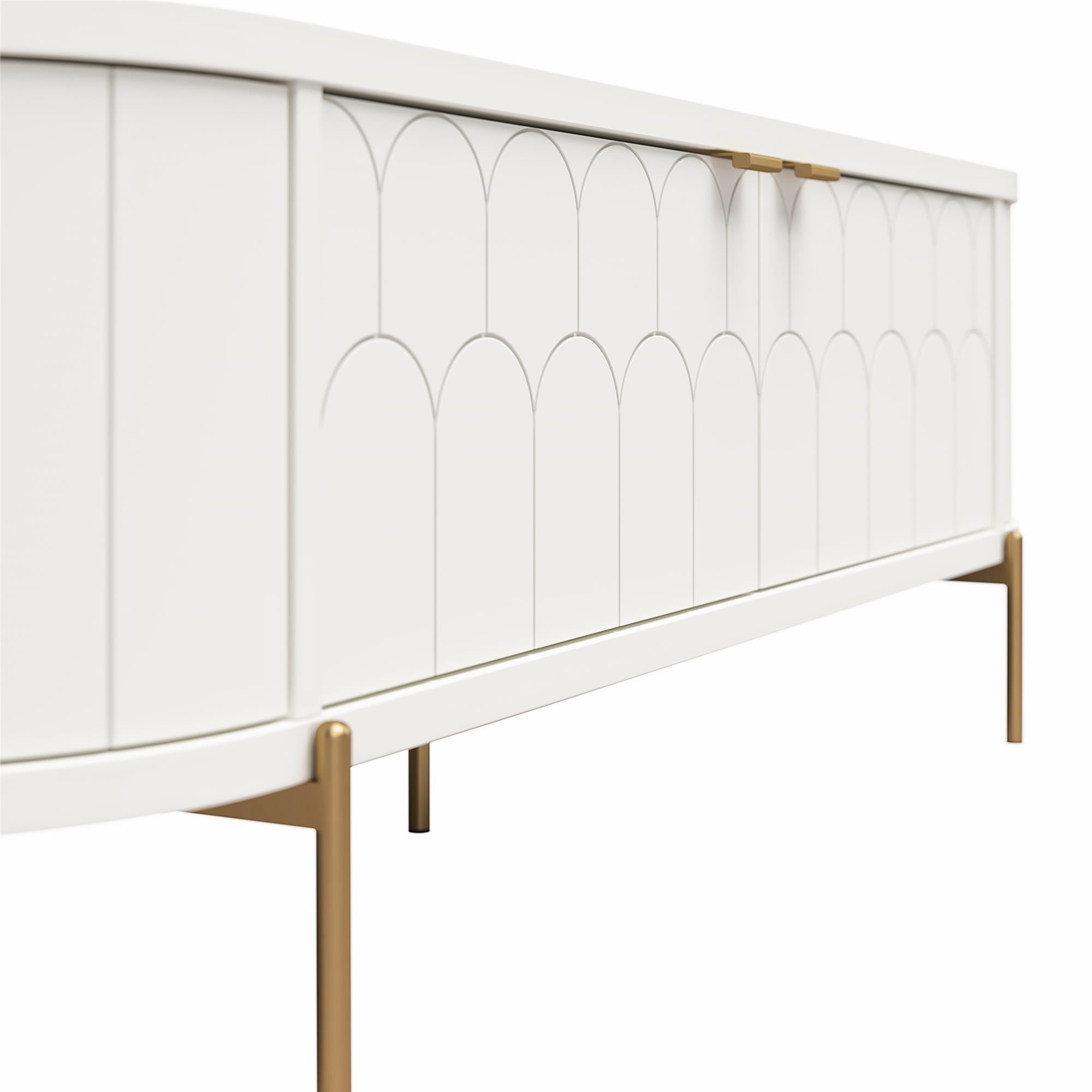 CosmoLiving Anastasia Modern Scalloped Oval TV Stand for TVs up to 65" - White