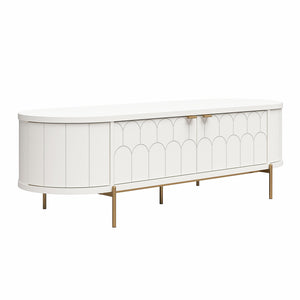 CosmoLiving Anastasia Modern Scalloped Oval TV Stand for TVs up to 65" - White