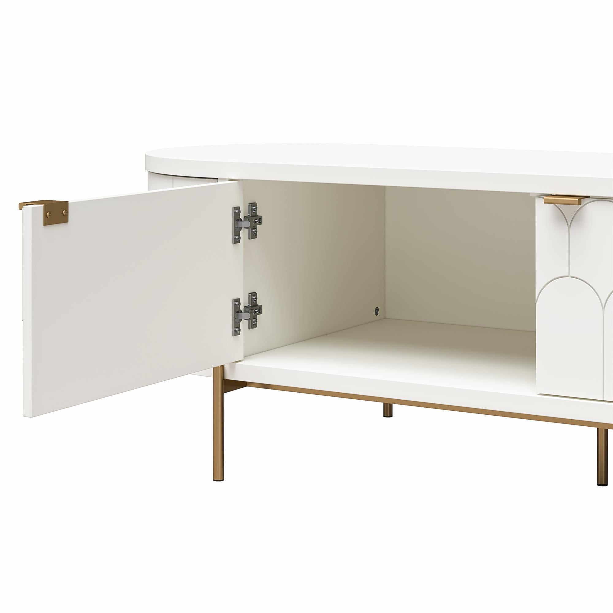 CosmoLiving Anastasia Modern Scalloped Oval TV Stand for TVs up to 65" - White