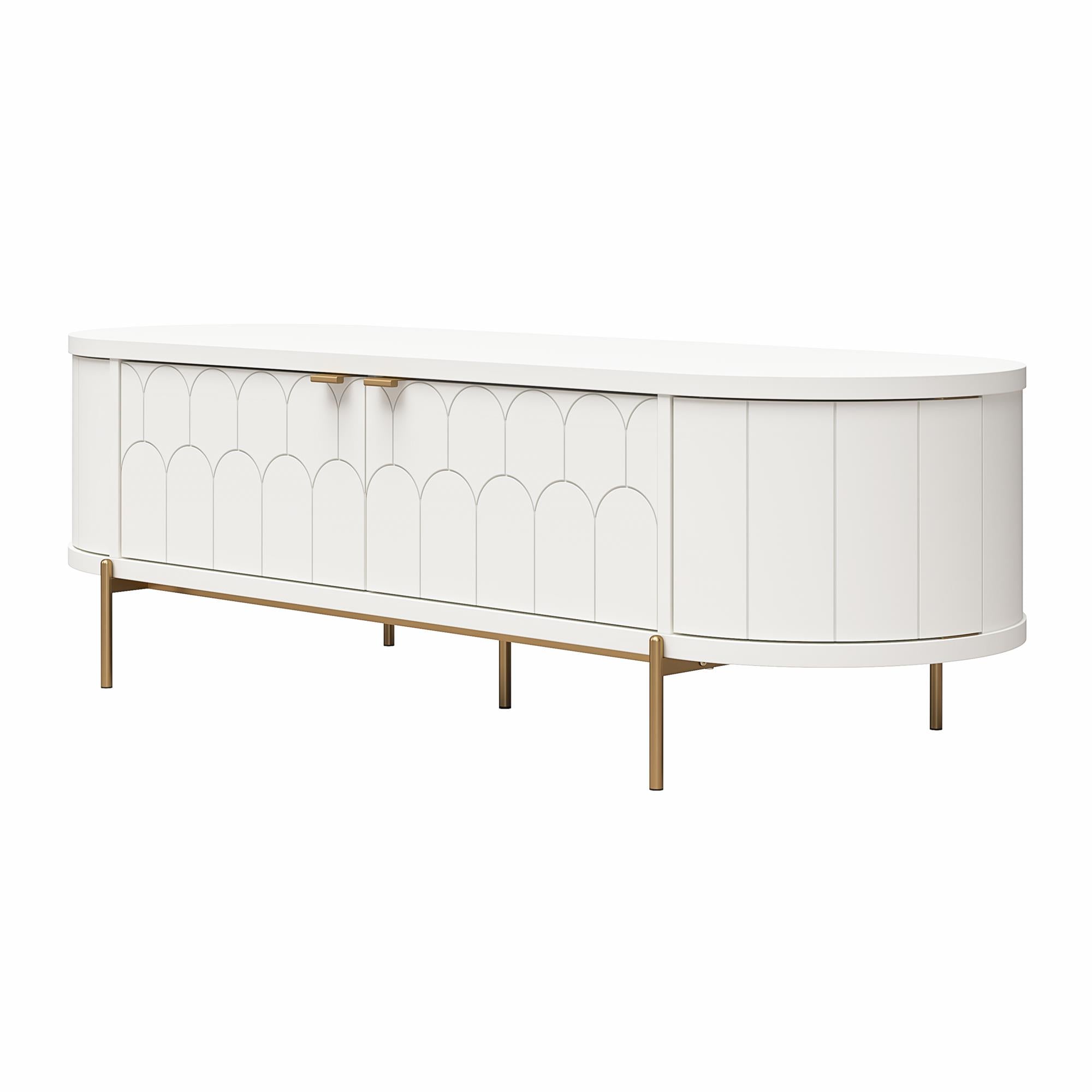 CosmoLiving Anastasia Modern Scalloped Oval TV Stand for TVs up to 65" - White