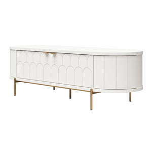 CosmoLiving Anastasia Modern Scalloped Oval TV Stand for TVs up to 65" - White