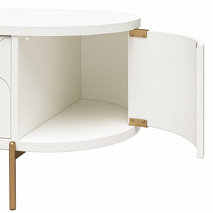 CosmoLiving Anastasia Modern Scalloped Oval TV Stand for TVs up to 65" - White