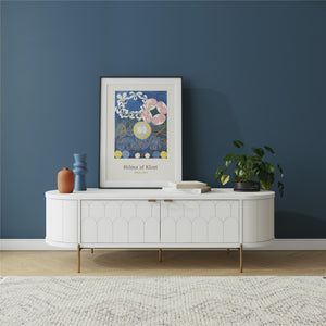 CosmoLiving Anastasia Modern Scalloped Oval TV Stand for TVs up to 65" - White