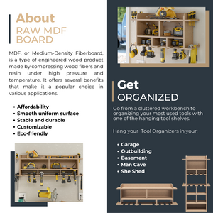 Systembuild Evolution Benford 48" Extra Large Vertical Wall Mount Tool Organizer - Raw Board