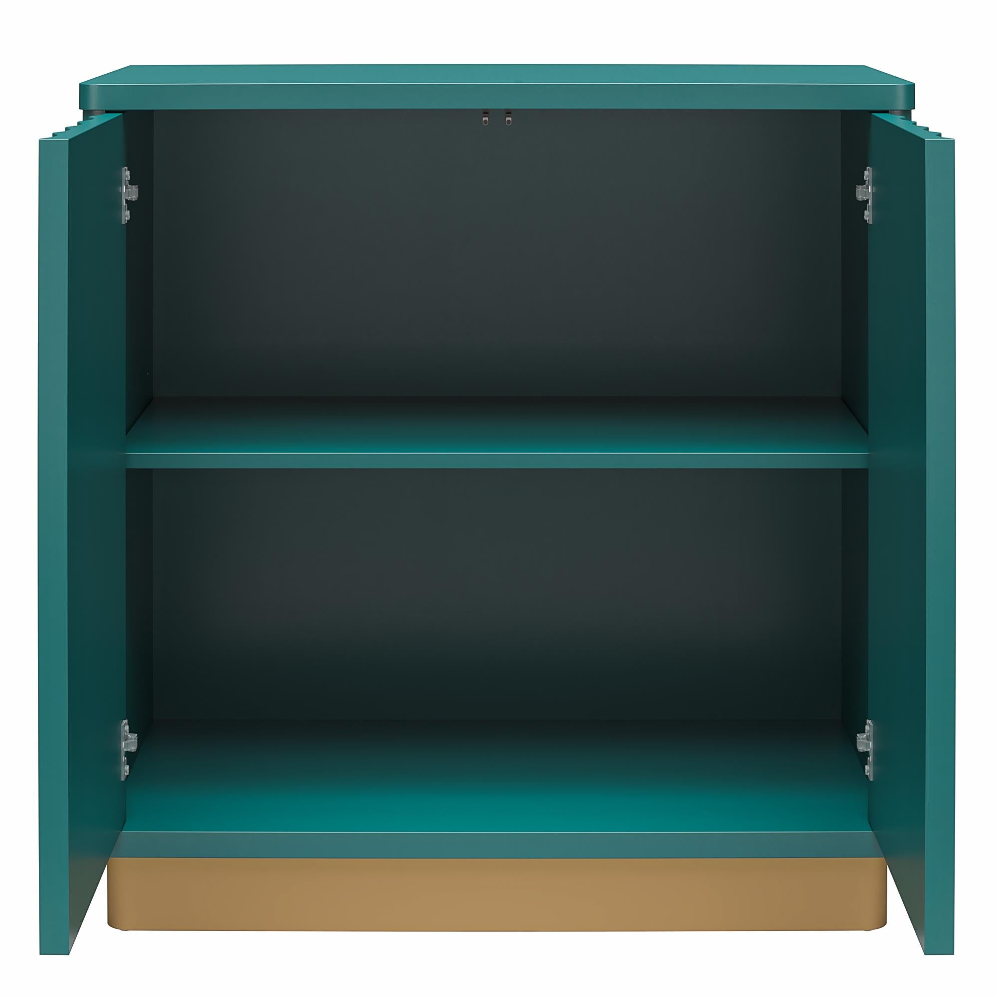 CosmoLiving Rene Scalloped Accent Cabinet - Emerald Green