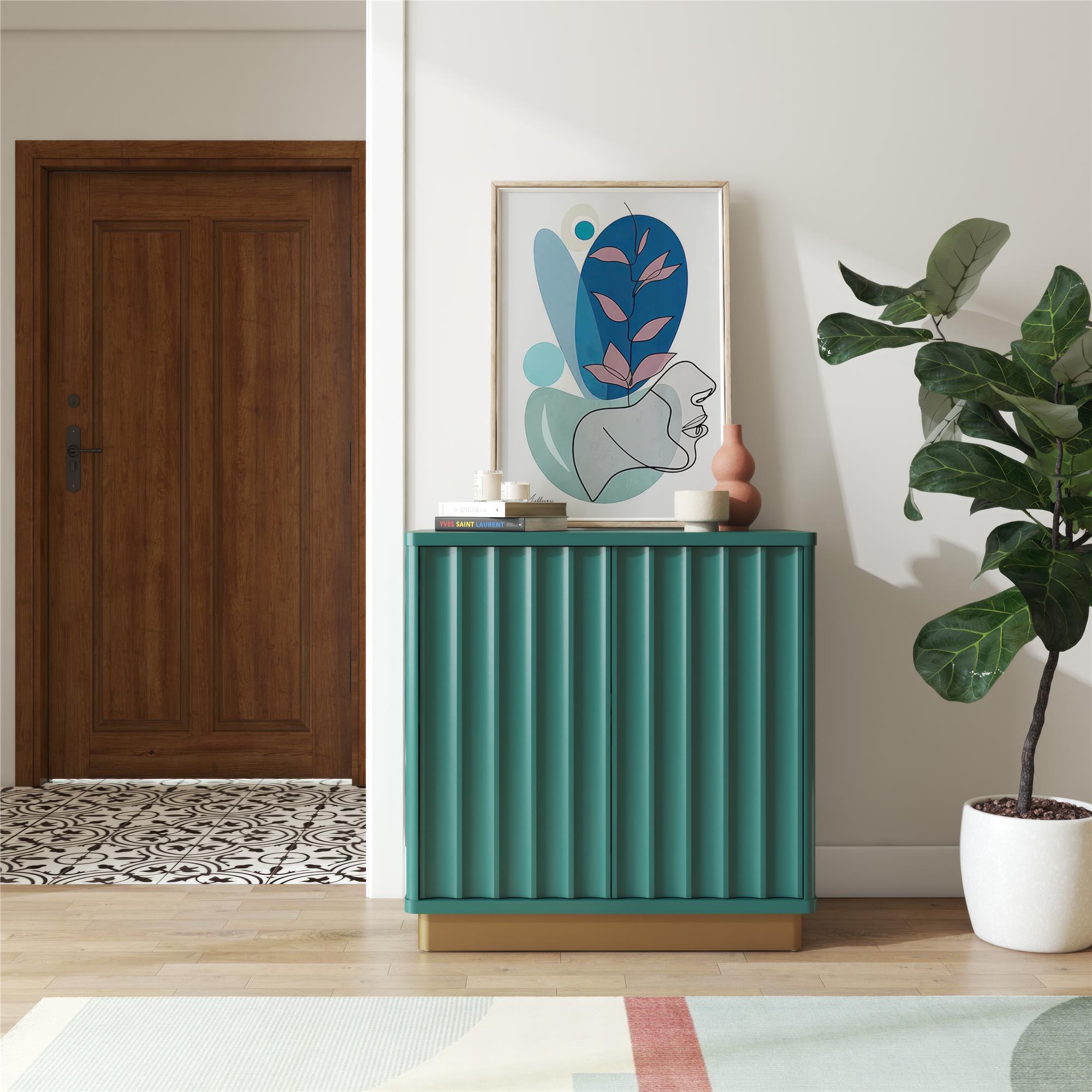 CosmoLiving Rene Scalloped Accent Cabinet - Emerald Green
