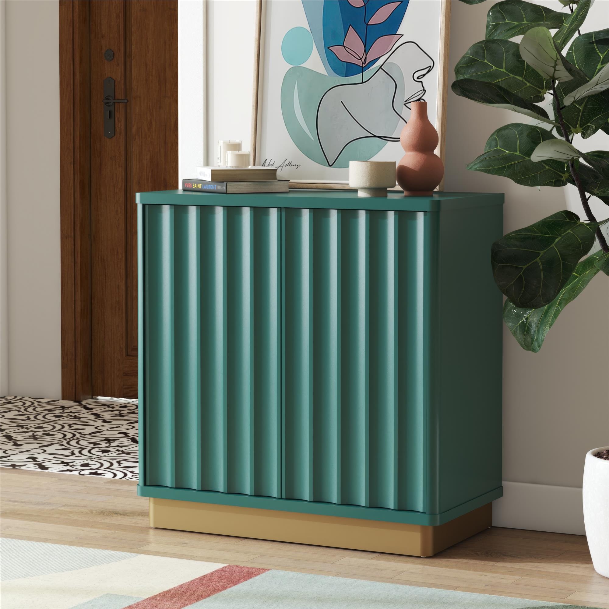 CosmoLiving Rene Scalloped Accent Cabinet - Emerald Green