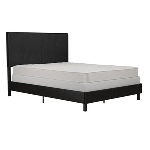 DHP Janford Upholstered Bed Frame - Black Faux Leather - Queen