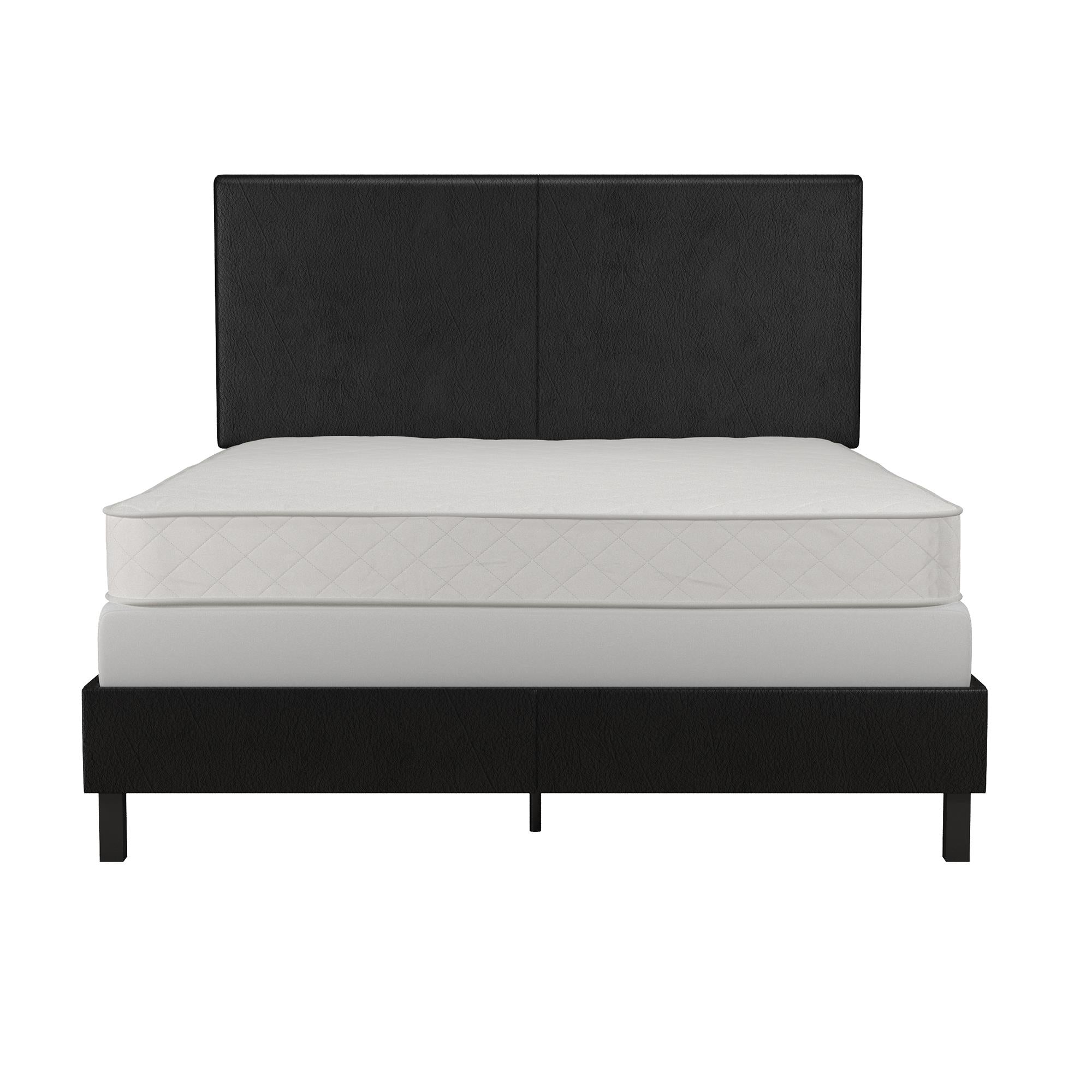 DHP Janford Upholstered Bed Frame - Black Faux Leather - Queen