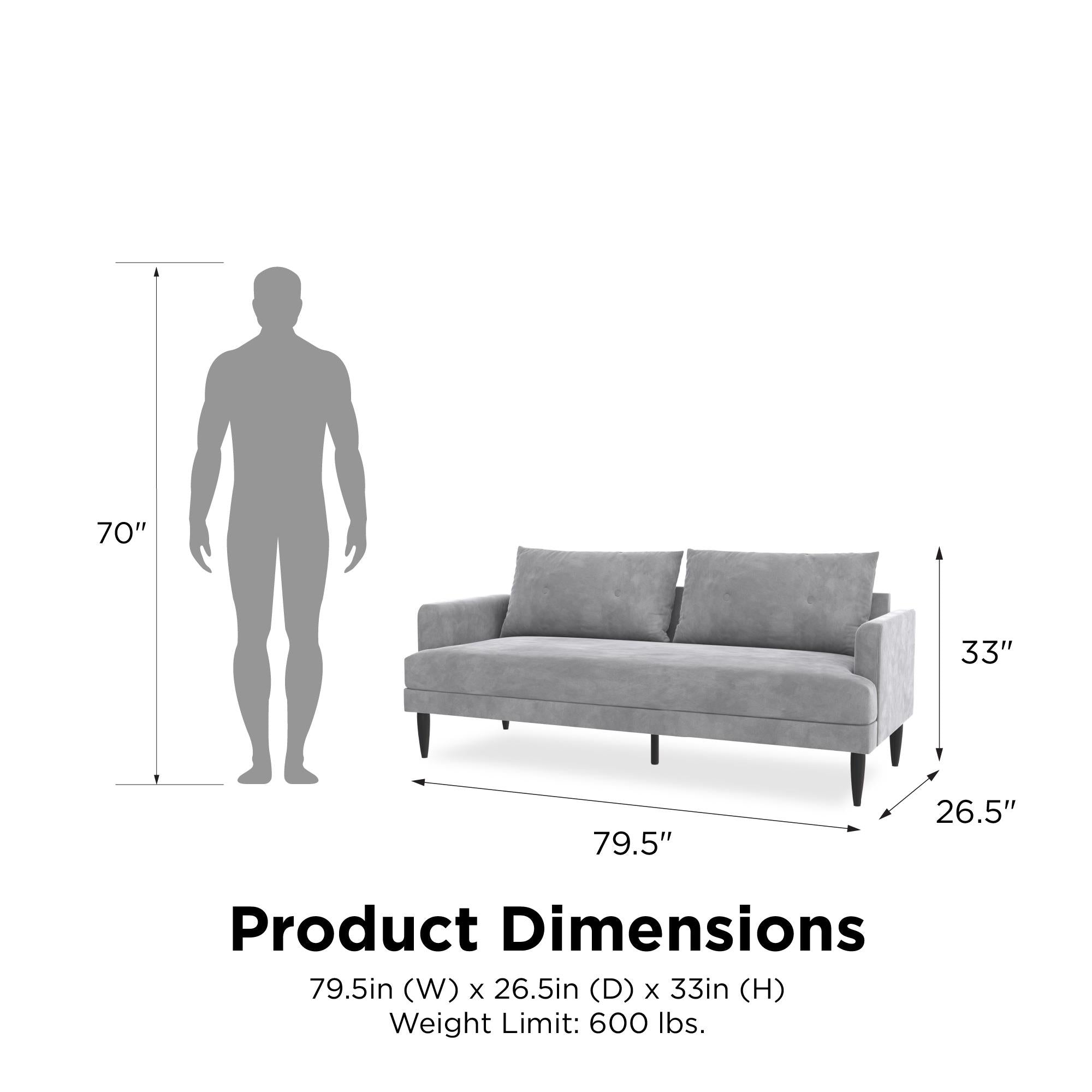 Novogratz Bailey Pillowback Sofa - Light Gray