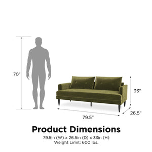 Novogratz Bailey Pillowback Sofa - Olive Green