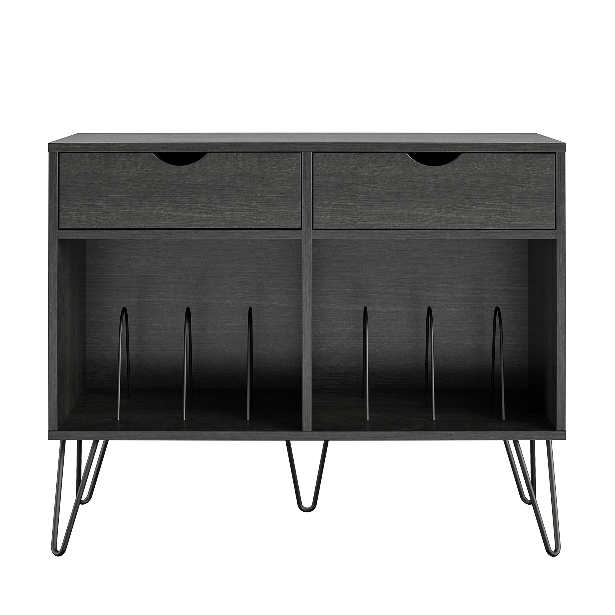 Novogratz Concord Turntable Stand with Drawers - Black Oak