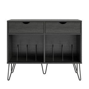 Novogratz Concord Turntable Stand with Drawers - Black Oak