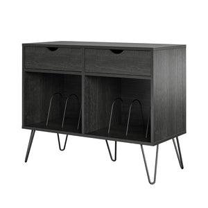Novogratz Concord Turntable Stand with Drawers - Black Oak