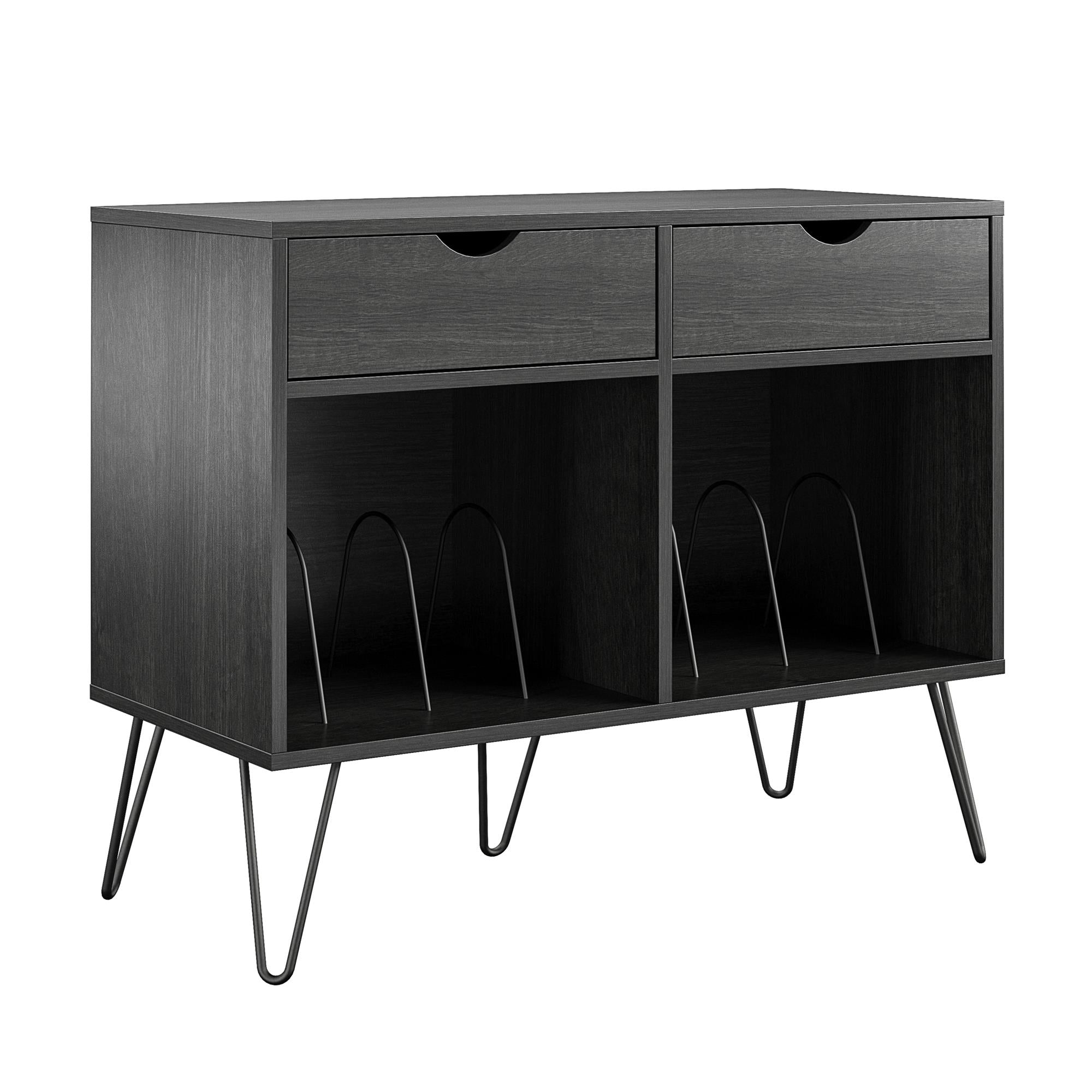 Novogratz Concord Turntable Stand with Drawers - Black Oak