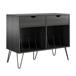 Novogratz Concord Turntable Stand with Drawers - Black Oak